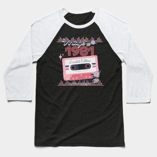 Vintage 1981 Limited Edition Music Cassette Birthday Gift Baseball T-Shirt